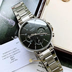 Casio MTP-E321D-1A férfi karóra, acél szíj, fekete számlap, WR50