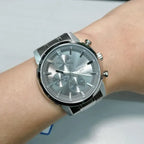 Casio MTP-E510D-8A férfi kvarc karóra, acél, szürke számlap, WR50, kronográf
