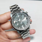 Casio MTP-E510D-8A férfi kvarc karóra, acél, szürke számlap, WR50, kronográf