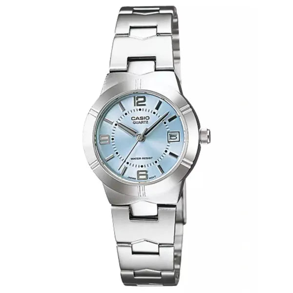 Casio női karóra LTP-1241D-2A, kék számlap, acél szíj, WR30, 25mm, díszdoboz