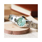 Casio női karóra LTP-1241D-3A, ezüst acél szíj, zöld számlap, 25 mm, WR30, dátumkijelző