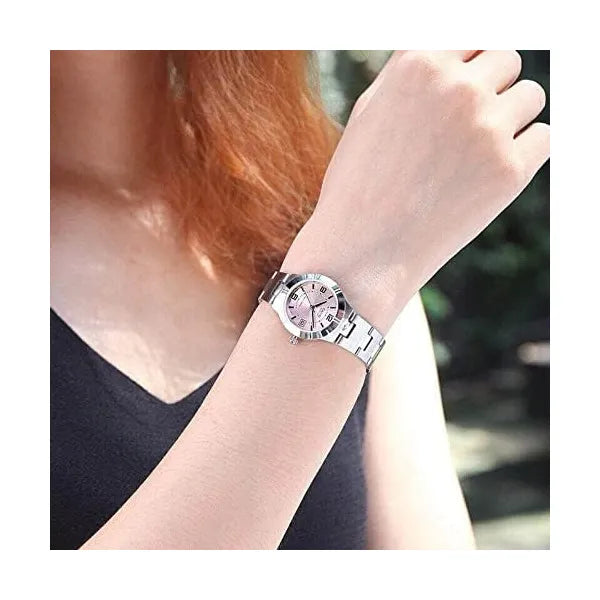Casio LTP-1241D-4A női karóra, acél szíj, rózsaszín számlap, 25 mm, dátum, WR30