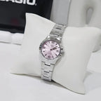 Casio LTP-1241D-4A női karóra, acél szíj, rózsaszín számlap, 25 mm, dátum, WR30