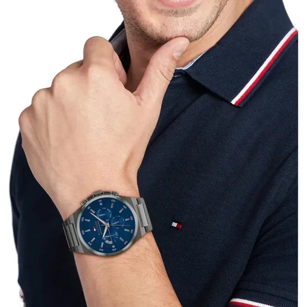 Tommy Hilfiger Dexter 1792089 férfi karóra, grafitszürke acél, kék számlap, WR50