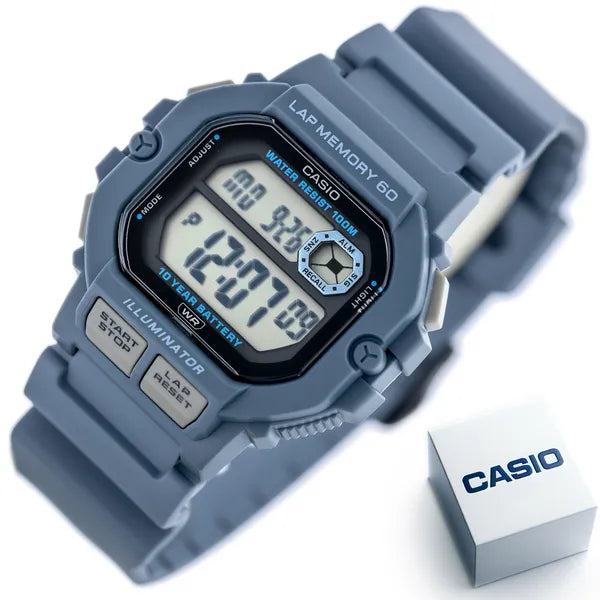 Casio WS-1400H-2A férfi sportóra, WR100, LED, kék, kvarc
