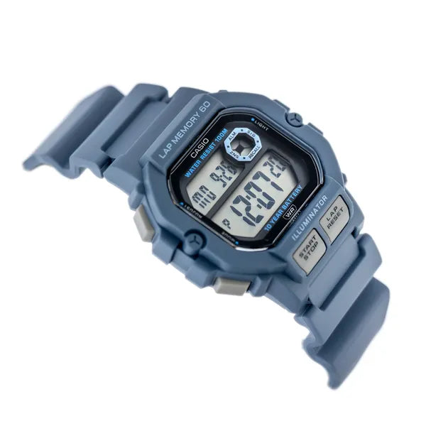 Casio WS-1400H-2A férfi sportóra, WR100, LED, kék, kvarc