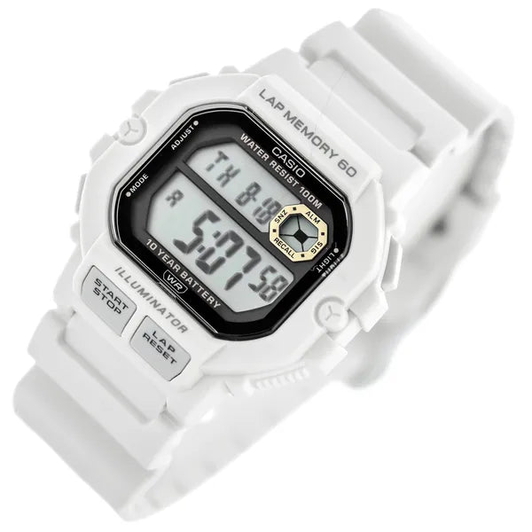 Casio WS-1400H-8A férfi sportóra, WR100, kvartz, fehér szíj