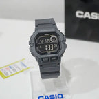 Casio WS-1400H-8B férfi sportóra, szürke, WR100, LED, stopper, holdfázis