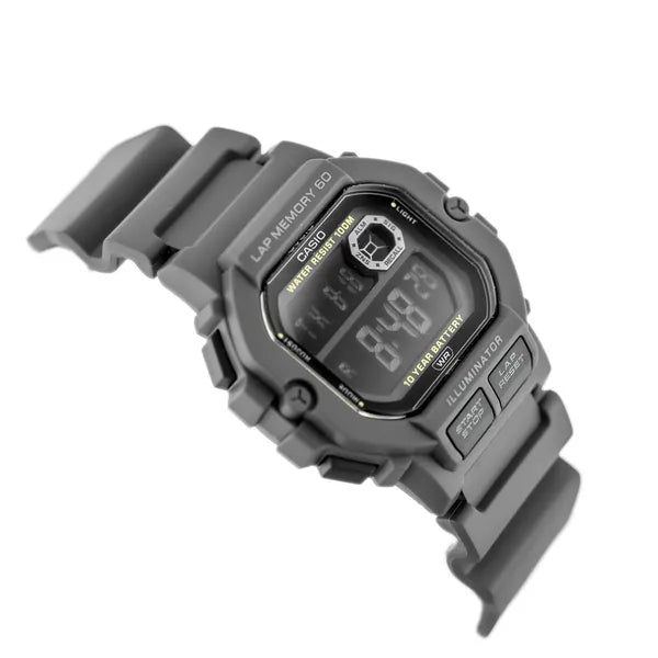 Casio WS-1400H-8B férfi sportóra, szürke, WR100, LED, stopper, holdfázis