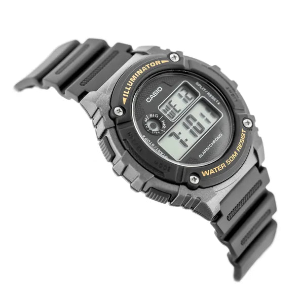 Casio W-216H-1BVDF férfi digitális karóra, WR50, fekete, kvarc, 42 mm