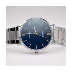 Casio MTP-VT01D-2B férfi karóra, kék számlap, acél szíj, 40 mm, WR30