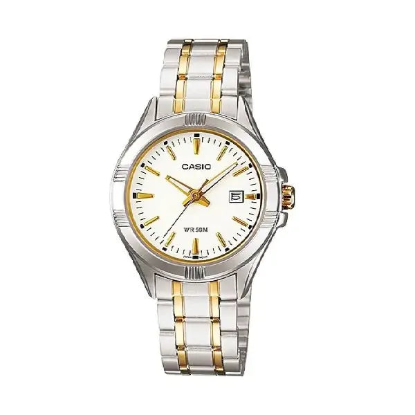 Casio LTP-1308SG-7AVDF női karóra, 30 mm, két tónusú acél, WR50, dátum