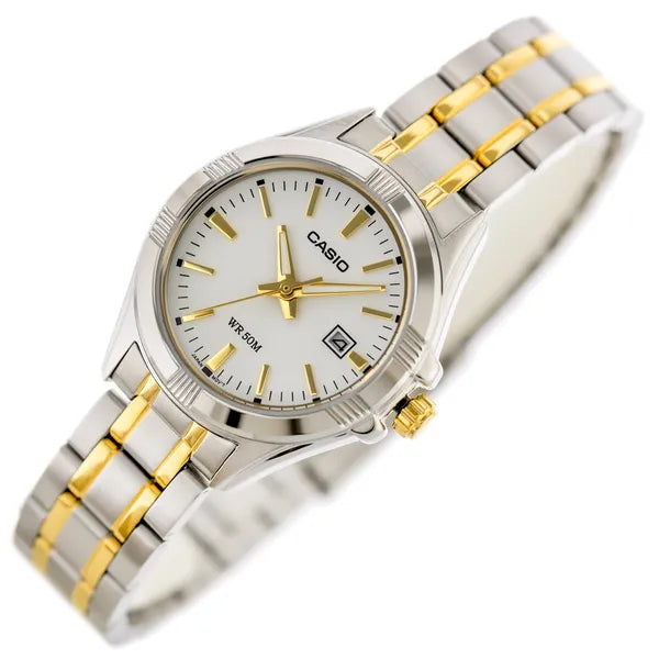 Casio LTP-1308SG-7AVDF női karóra, 30 mm, két tónusú acél, WR50, dátum