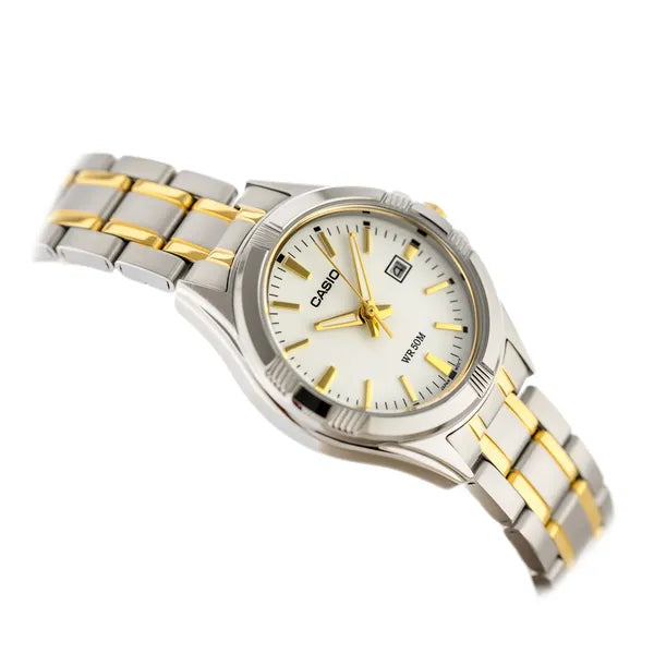 Casio LTP-1308SG-7AVDF női karóra, 30 mm, két tónusú acél, WR50, dátum