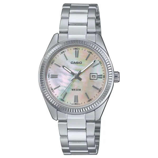 Casio LTP-1302DS-4AVDF női karóra, nemesacél szíj, rózsaszín gyöngyház, 30 mm
