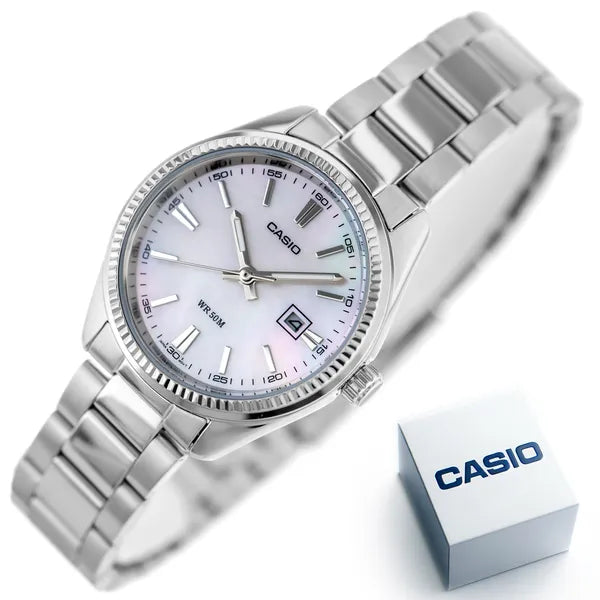 Casio LTP-1302DS-4AVDF női karóra, nemesacél szíj, rózsaszín gyöngyház, 30 mm