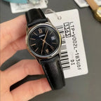 Casio LTP-V002L-1B3UDF női karóra, 25 mm, fekete bőrszíj, ezüst tok, dátum, WR30
