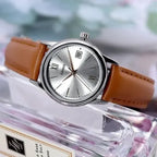 Casio LTP-V002L-7B3UDF női karóra, barna bőrszíj, ezüst számlap, 25 mm, WR30