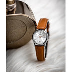 Casio LTP-V002L-7B3UDF női karóra, barna bőrszíj, ezüst számlap, 25 mm, WR30