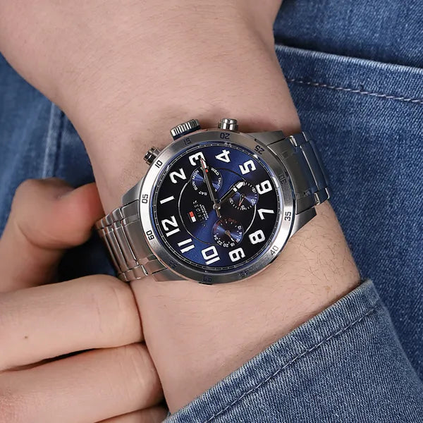Tommy Hilfiger 1791053 Trend férfi karóra, acél, kék számlap, WR50, 46 mm