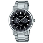 Casio MTP-E335D-1E férfi karóra, fekete számlap, acél szíj, WR50, 41 mm