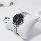 Casio LTP-VT04D-1A női karóra, 35 mm, fekete, acél szíj, WR30 + díszdoboz