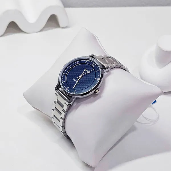 Casio LTP-VT04D-2A női karóra, ezüst acél szíj, tengerkék számlap, dobozzal