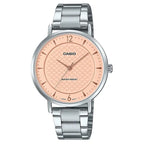 Casio LTP-VT04D-4A női karóra, rózsaszín számlap, ezüst acél szíj, WR30
