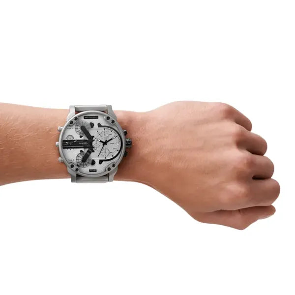 Diesel Mr. Daddy 2.0 DZ7421 férfi karóra, 57mm, acél, kvarc, ezüst/fehér