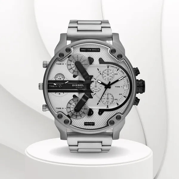 Diesel Mr. Daddy 2.0 DZ7421 férfi karóra, 57mm, acél, kvarc, ezüst/fehér