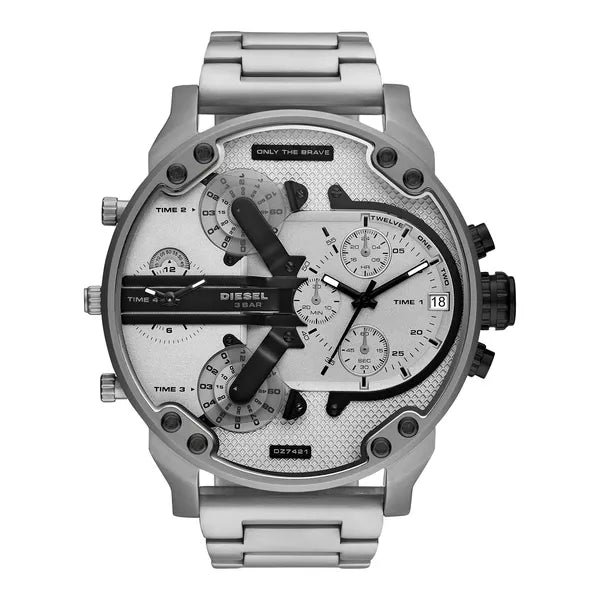 Diesel Mr. Daddy 2.0 DZ7421 férfi karóra, 57mm, acél, kvarc, ezüst/fehér