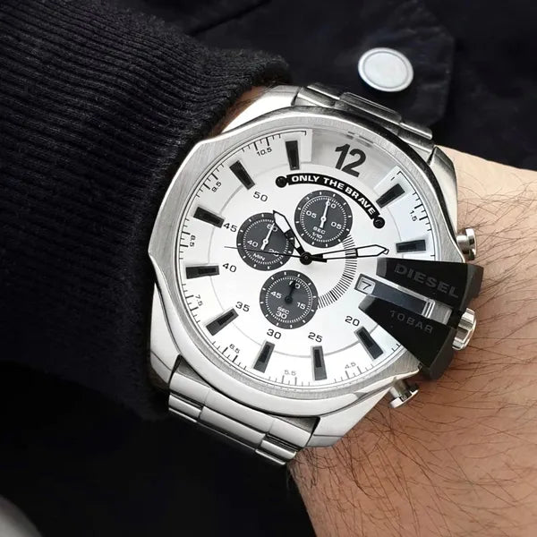 Diesel Mega Chief férfi karóra, kvarc, kronográf, 100 m, acél, 52 mm