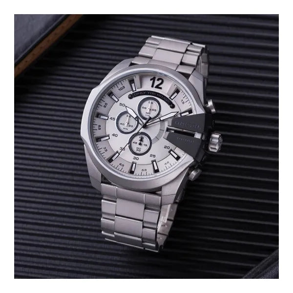 Diesel Mega Chief férfi karóra, kvarc, kronográf, 100 m, acél, 52 mm
