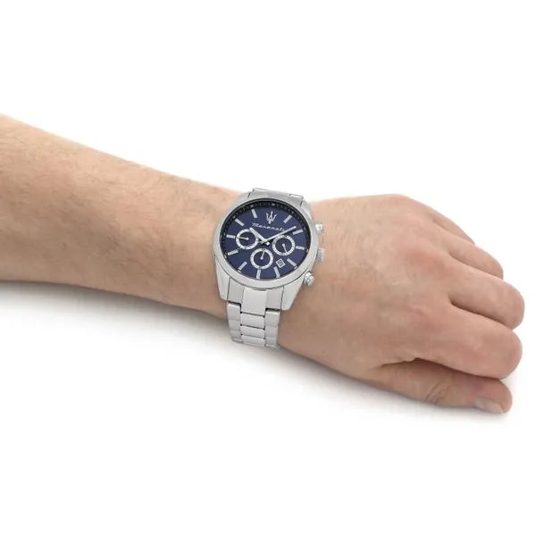 Maserati Attrazione férfi kronográf karóra R8853151005, 43 mm, acél, kék