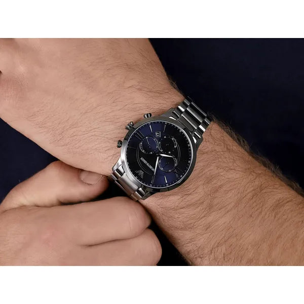 Emporio Armani AR11348 Giovanni férfi kronográf óra, acél, 43 mm, kék