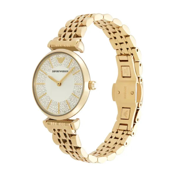 Emporio Armani Gianni T‑Bar női karóra, arany PVD, 32 mm, kvarc, WR30