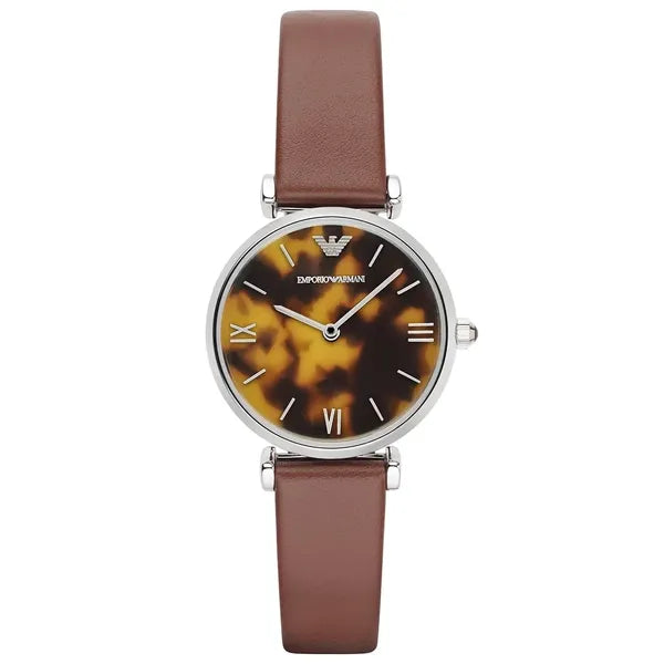 Emporio Armani AR1873 női karóra, barna bőr, ezüst 32 mm, WR30