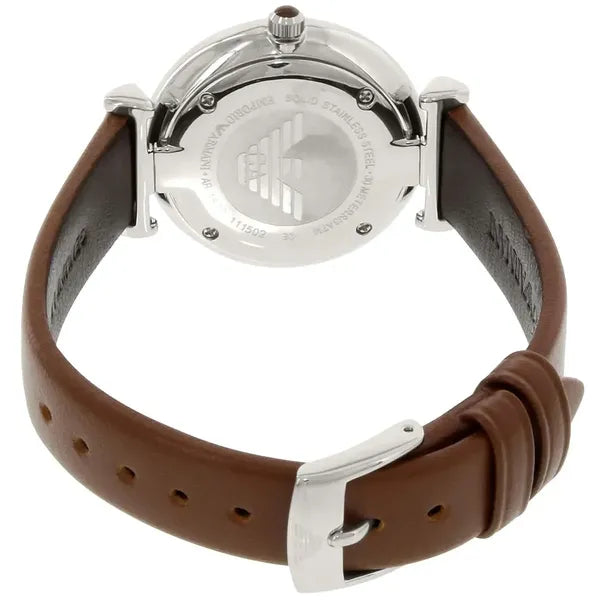 Emporio Armani AR1873 női karóra, barna bőr, ezüst 32 mm, WR30