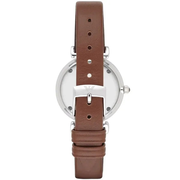 Emporio Armani AR1873 női karóra, barna bőr, ezüst 32 mm, WR30