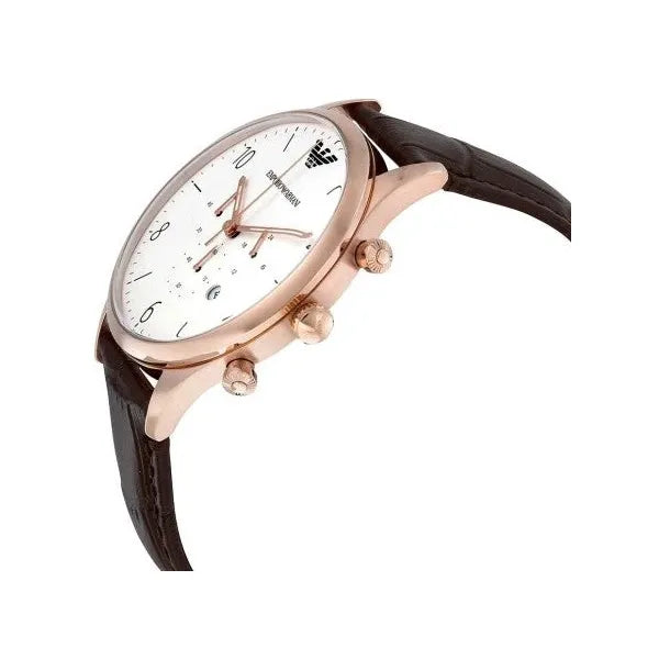 Emporio Armani AR1916 férfi kronográf karóra, 43 mm, bőr szíj, rózsaarany