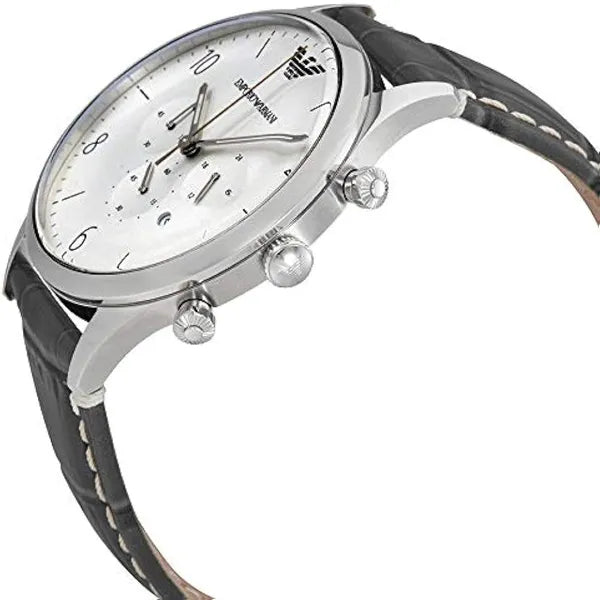 Emporio Armani AR1861 férfi karóra, 43 mm, acél tok, bőr szíj, kronográf, WR30