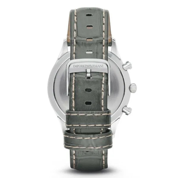 Emporio Armani AR1861 férfi karóra, 43 mm, acél tok, bőr szíj, kronográf, WR30