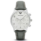 Emporio Armani AR1861 férfi karóra, 43 mm, acél tok, bőr szíj, kronográf, WR30