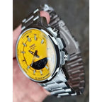 Casio AMW-880D-9A férfi karóra, analóg-digitális, acél szíj, WR50, sárga számlap