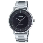 Casio MTP-VT04D-1E férfi karóra 40 mm, acél, fekete számlap, WR30, díszdoboz