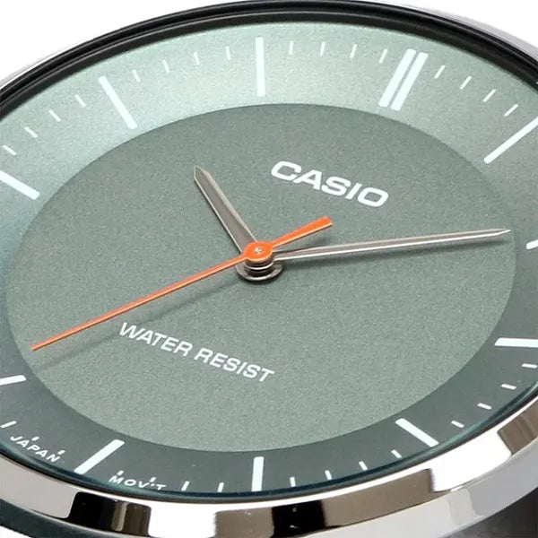 Casio MTP-VT04L-8E férfi karóra, 40 mm, szürke számlap, bőr szíj, WR30