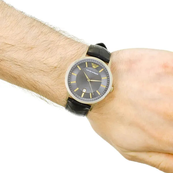 Emporio Armani Renato AR11049 férfi karóra, bőr szíj, arany tok, 43mm, WR50