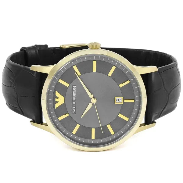 Emporio Armani Renato AR11049 férfi karóra, bőr szíj, arany tok, 43mm, WR50