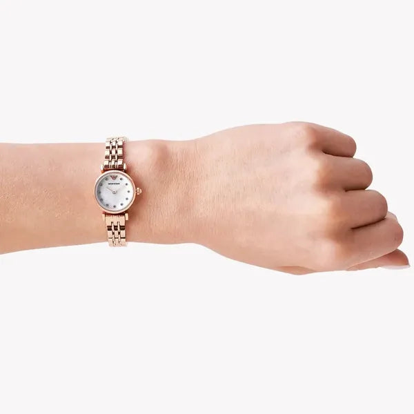 Emporio Armani Gianni T-Bar női karóra, rózsaarany, gyöngyház számlap AR11203