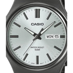 Casio MTP-V006D-1C férfi karóra, fekete számlap, acél szíj, 38 mm